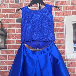 Teeze Me Juniors' Satin Fit & Flare Dress Blue Size 11